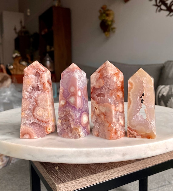 ピンクアメジストフラワーアゲートタワー - Etsy 日本