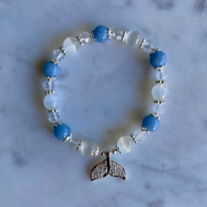 Selenite with Blue Aquamarine Bracelet