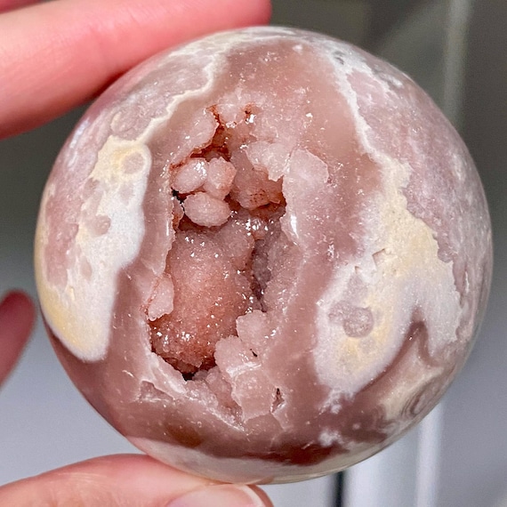 ピンクアメジスト　アメジスト　ブルーアゲート　ドゥルージー入　フリーフォーム 笑口⭐︎ドゥルージーピンクアメジストフラワーアゲートスフィア☆瀧川