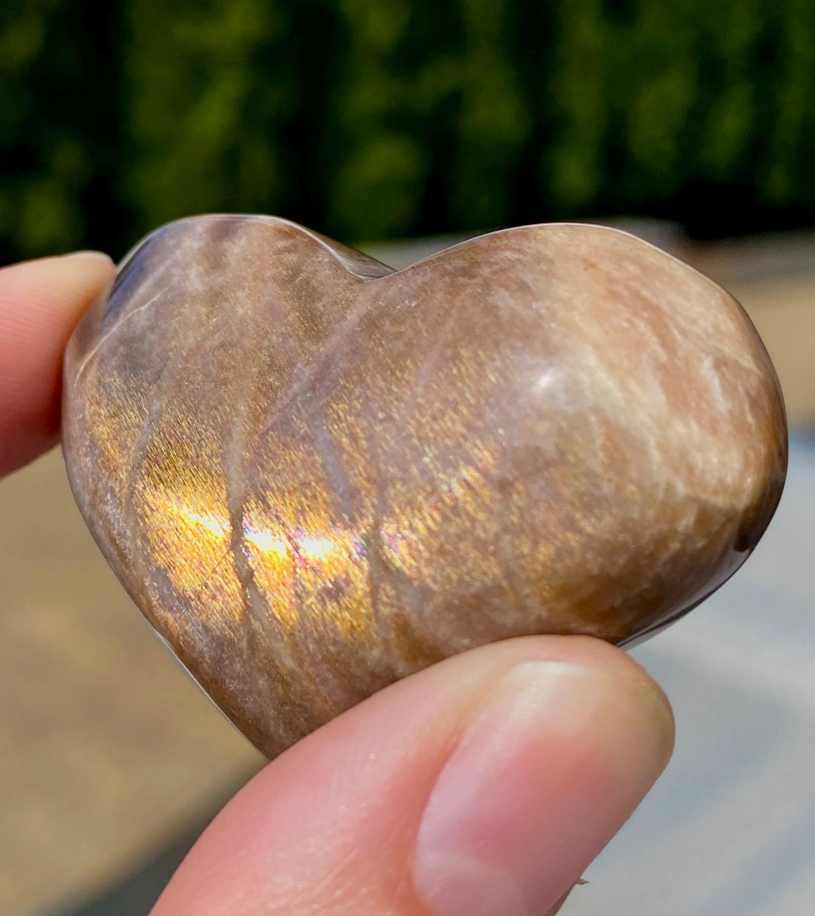 派手なブラックサンストーン/ムーンストーンハート - Etsy 日本