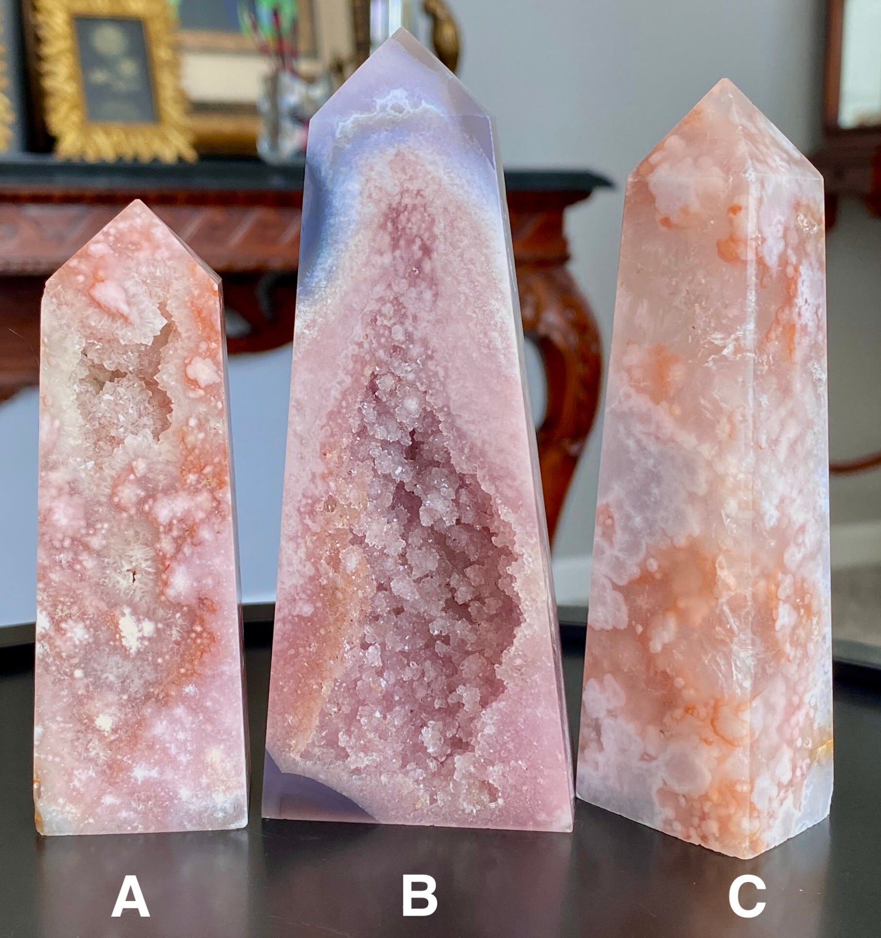 カラフルなピンクのアメジストフラワーアゲートタワー - Etsy 日本