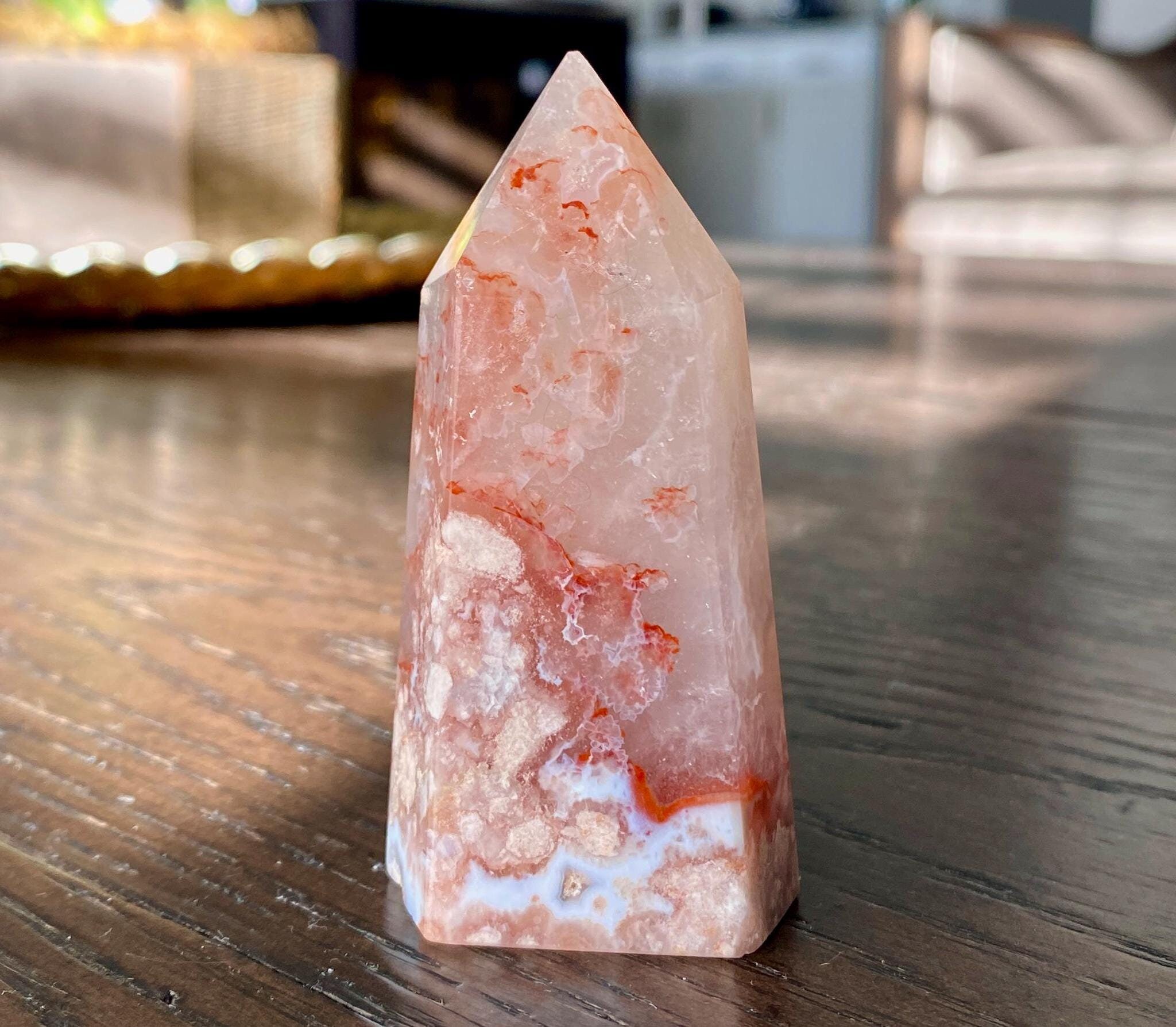 縞模様のピンクアメジストフラワーアゲートタワー - Etsy 日本