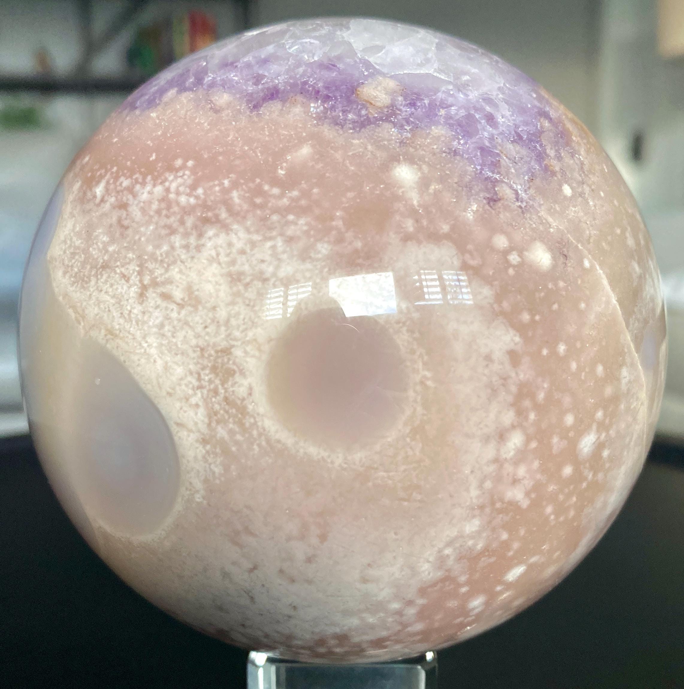 ピンクアメシスト　フラワーアゲート　スフィア　約74mm ピンクアメジストフラワーアゲートスフィア - Etsy 日本