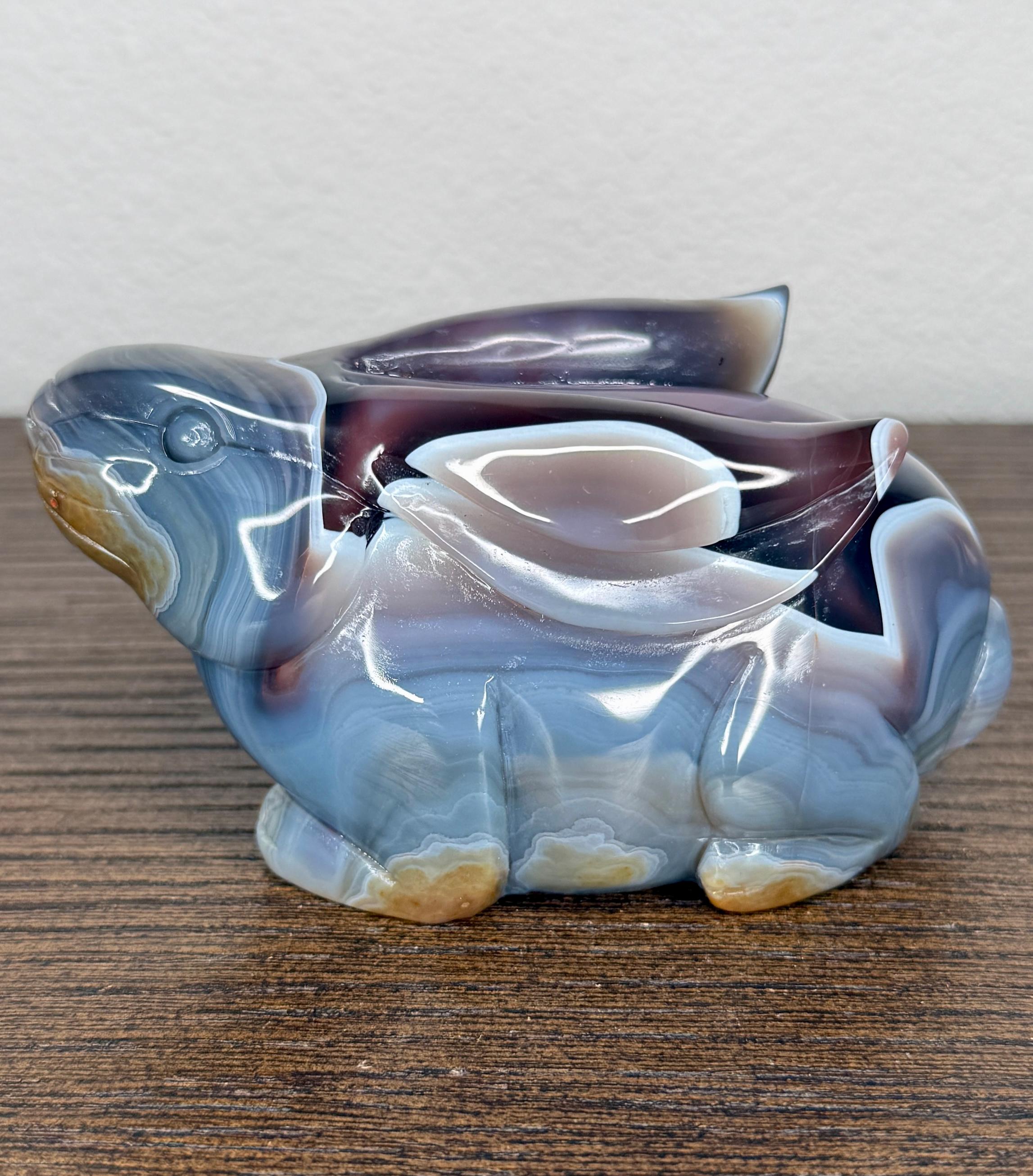 わあ！カラフルなスワジ産瑪瑙のウサギの彫刻 - Etsy 日本