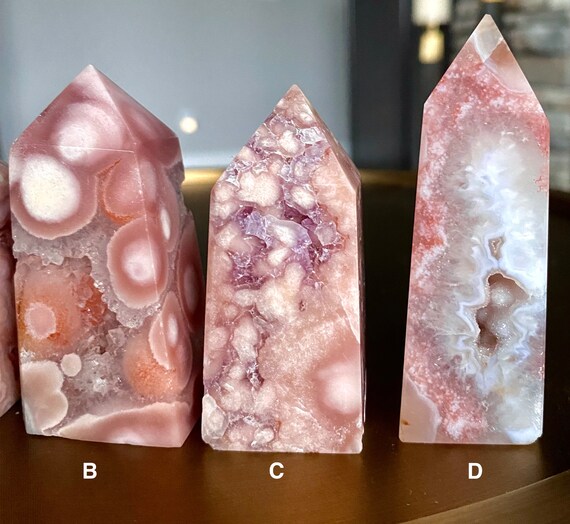 天然石 ファッション ピンクアゲート｜三日月オブジェ｜ジオード入り