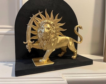 3D Printed Persian Lion and Sun Statue | Custom Color & Size | Iranian Art Decor | Shir o Khorshid Figurine | Persian Heritage Gift