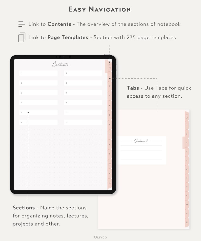 Digital Notebook Goodnotes Notebook for iPad Goodnotes Templates