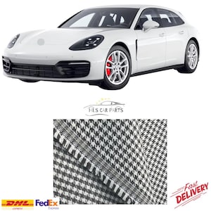 Tapicería de tela con relieve Pepita Houndstood negro-blanco para Porsche