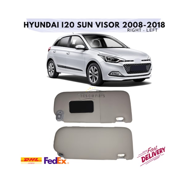 Hyundai i20 Sun Visor Interior Sun Protection 2008-2018 Model Years Left Right Suit Make Up Mirror Car Accessories Replacement Gray Auto