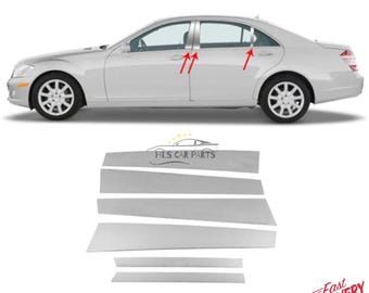 Fit For Mercedes W211 2002-2009 6 Pcs Chrome Door Post Pillar Trim Fast Delivery