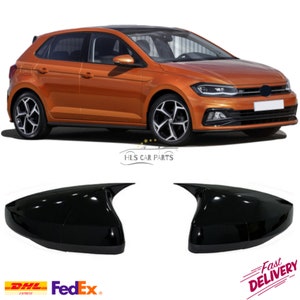 Vleermuis Stijl Spiegel Cover voor VW Polo MK6 2018-2020 Auto-accessoires Piano Black Tuning Auto Sport Design R32 GTI R-Lijn Exterieur