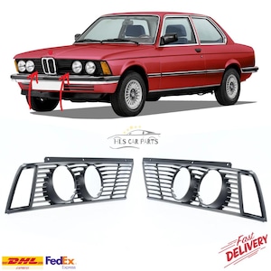 May include: A red vintage car with a black front grill and two matching black grills below. The car has silver rims and a black interior. The image also includes the logos for DHL, FedEx, and HLS Car Parts.