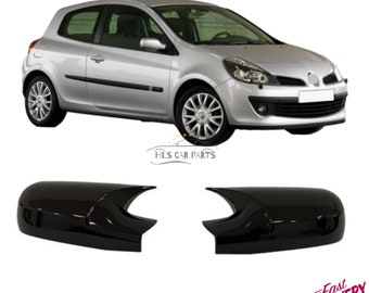 Coques Rétroviseurs Style Chauve-souris Pour Renault Clio 3 - Noir Piano, Accessoire Tuning Facile à Coller