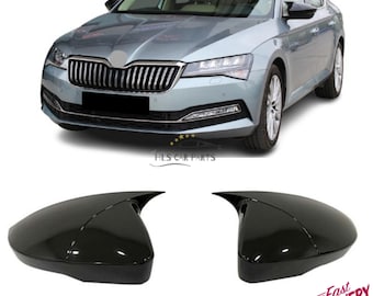 Bat Mirror Cover for Skoda SuperB MK3 VRS 2015-2021 Car Accessories Shiny Piano Black Tuning Auto Sport Design TSI TDI