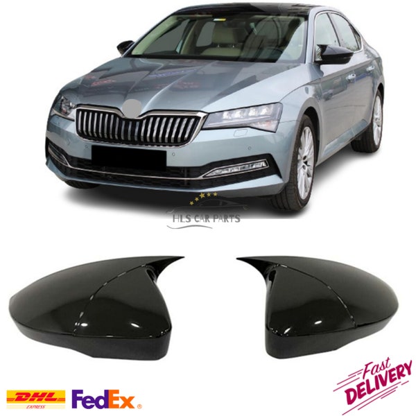 Bat Mirror Cover for Skoda SuperB MK3 VRS 2015-2021 Car Accessories Shiny Piano Black Tuning Auto Sport Design TSI TDI