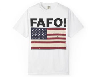 FAFO ! T-shirt drapeau américain | Graphique drapeau américain en détresse