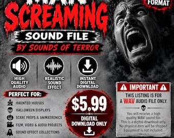 MAN SCREAMING – WAV Sound Effect | Motion Activated Repeater File | Digital Download