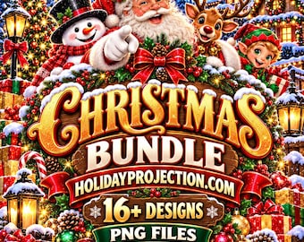 Christmas Bundle PNG | 16+ Holiday Designs (Digital Download)