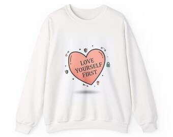 Sweat-shirt Aimez-vous d'abord | anti-Valentin, coeurs avec une torsion, coeur sarcastique