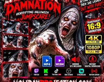 Sinister Damnation Horror Jumpscare Animation | 4K 1080P Halloween Stream Alert (Digital Download)