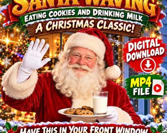 Santa Waving, Cookies & Milk Christmas Projection (MP4 Digital Download)