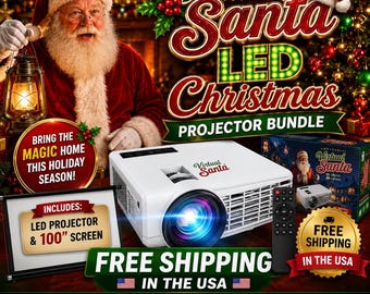 Virtual Santa LED Projection Kit: LED Projector, Screen, 29 Effects on USB flash drive