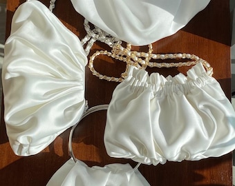 Bolsos de mano de satén blanco, 14 estilos, bolsos de mano para novias, bodas y eventos nocturnos, bolsos tote, carteras, hechos a mano.