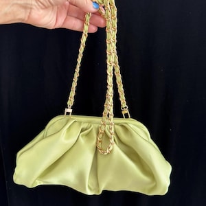 Handmade Satin Clutch: + 14 colors  Small Framed Handbag with Removable Chain