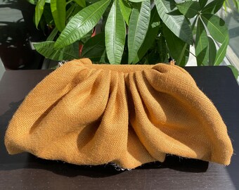 Handmade Large Clutch in Heavy Luxe Canvas - Amber Color, Perfect for Casual Wear and Gifting
