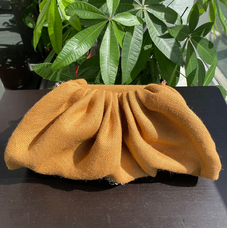 Handmade Large Clutch in Heavy Luxe Canvas Amber Color, Perfect for Casual Wear and Gifting image 1
