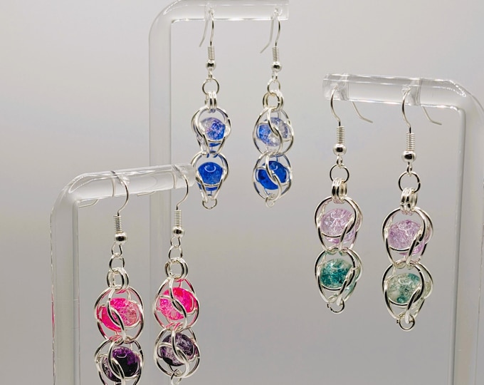Featured listing image: Beaded Drop Earrings Featuring Orbital Chainmaille