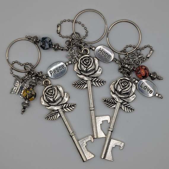 Keychains: Rose Key Bottle Opener & Bag Charm