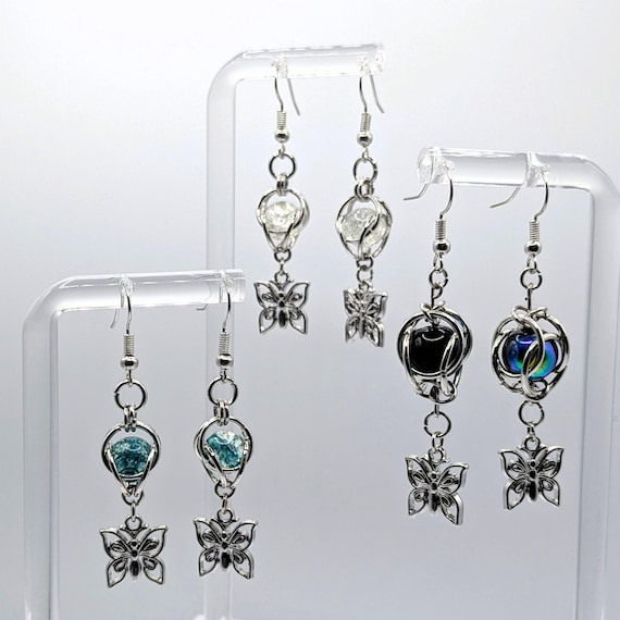 Beaded Dangle Earrings: The Gilded Butterflies Collection