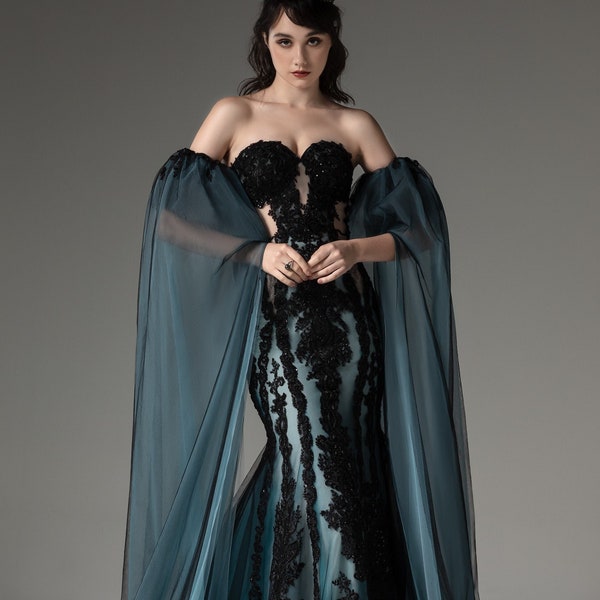 Blue Black Dress Etsy