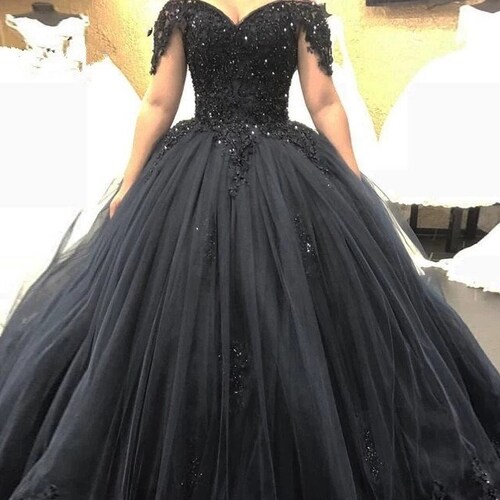 Black Lace Mermaid Wedding Dress Fairy Bridal Dress Tulle Etsy