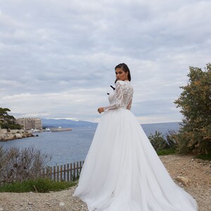 Plus Size Sleeve Wedding Dress Lace Applique Long Tulle Gown