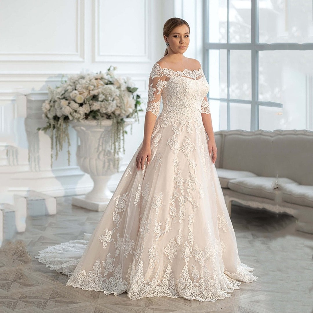 Plus Size A-line Lace Wedding Dress Wedding Gown Boho - Etsy