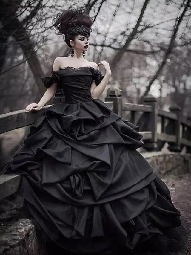 Gothic Black Garden Wedding Dress Fairy Dress Black Wedding - Etsy UK