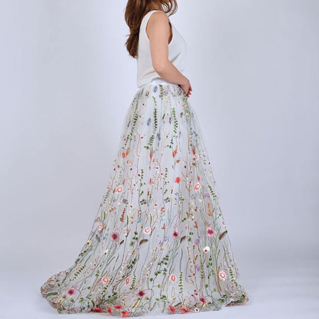 Wildflower Lace Wedding Skirt Prom Skirt Wedding Overskirt Etsy
