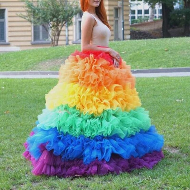 rainbow tulle dress