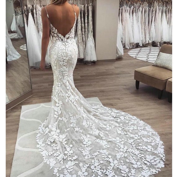 white mermaid wedding dress