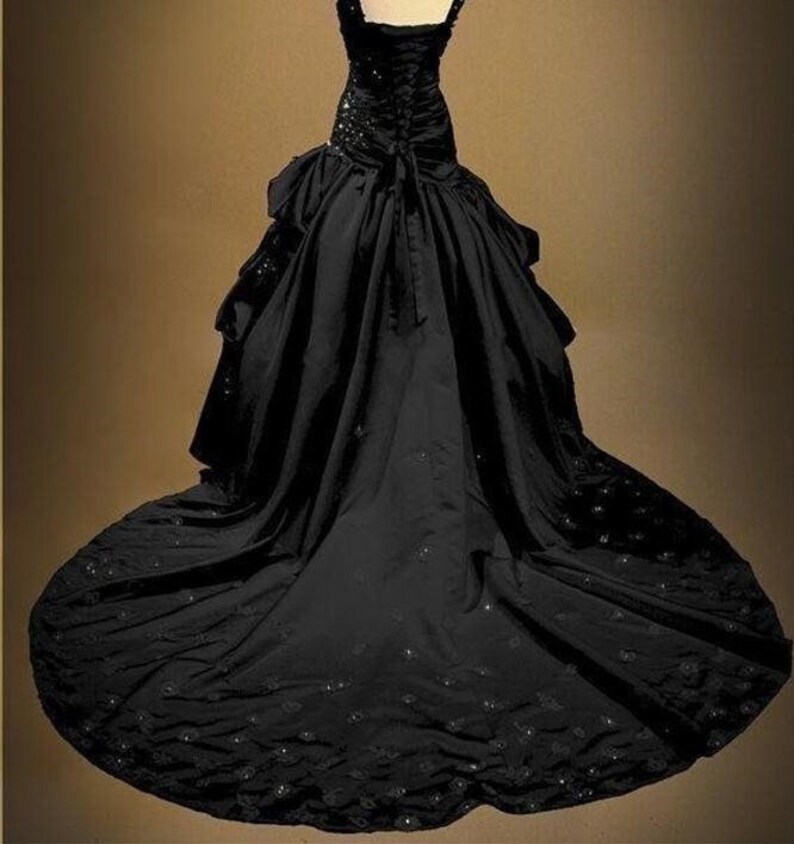 Black Satin Gothic Wedding Dress Fairy Bridal Dress Forest Etsy UK