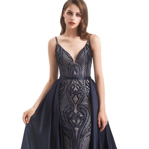 Black Lace Mermaid Wedding Dress, Fairy Bridal Dress, Tulle Bridal Gown ...