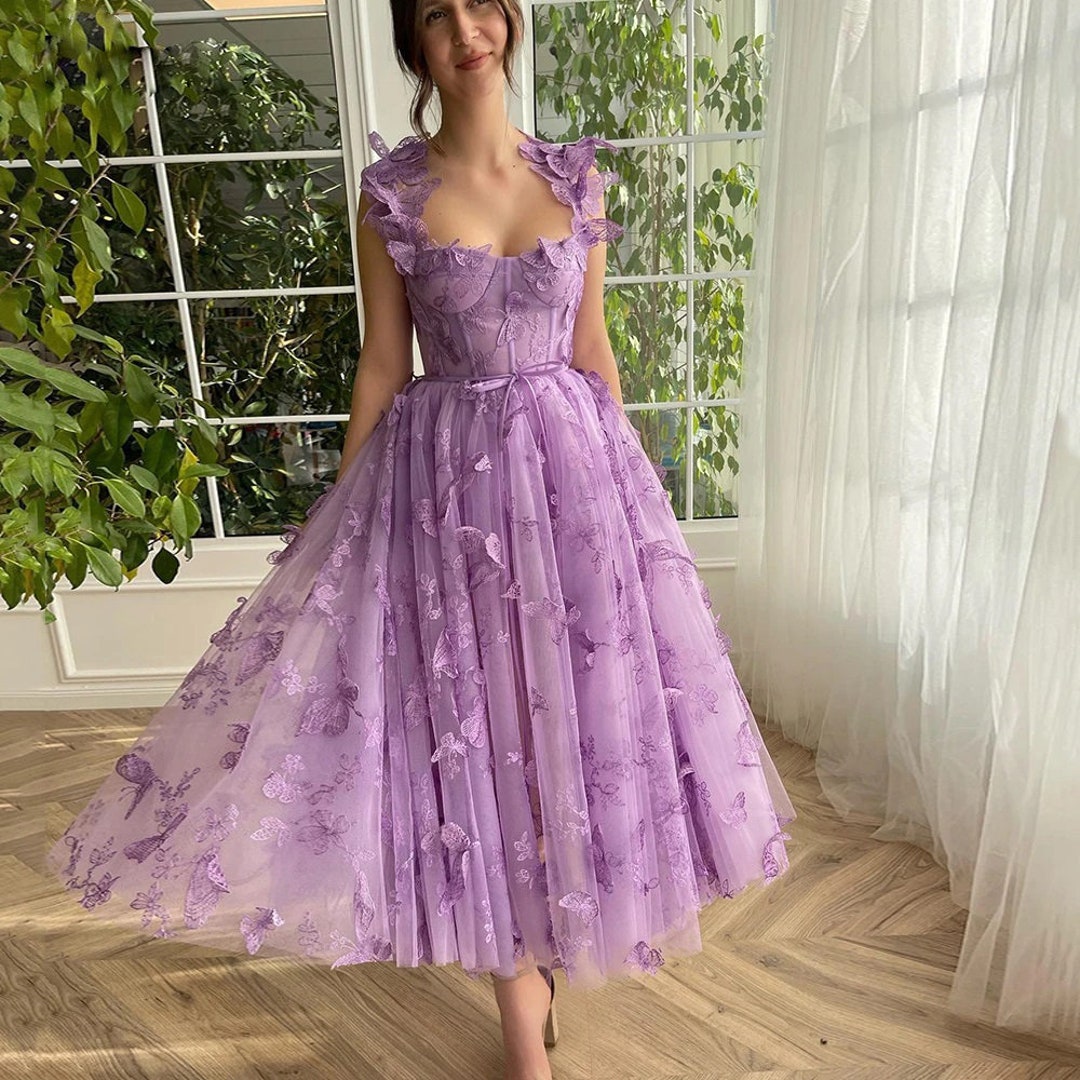 Purple Short Butterfly Corset to Prom Dress Boho Bridal - Etsy Singapore