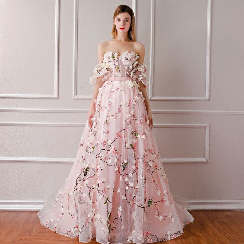 3D Flower Embroidered Lace Sling Dress main image 1