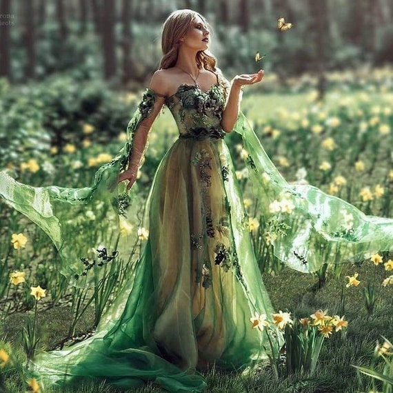 green wedding dress