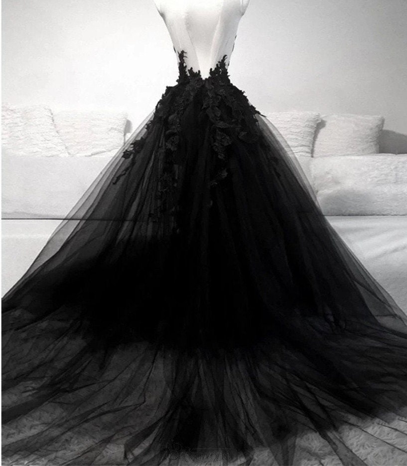 Gothic Black Wedding Dress Fairy Bridal Dress Black Wedding - Etsy