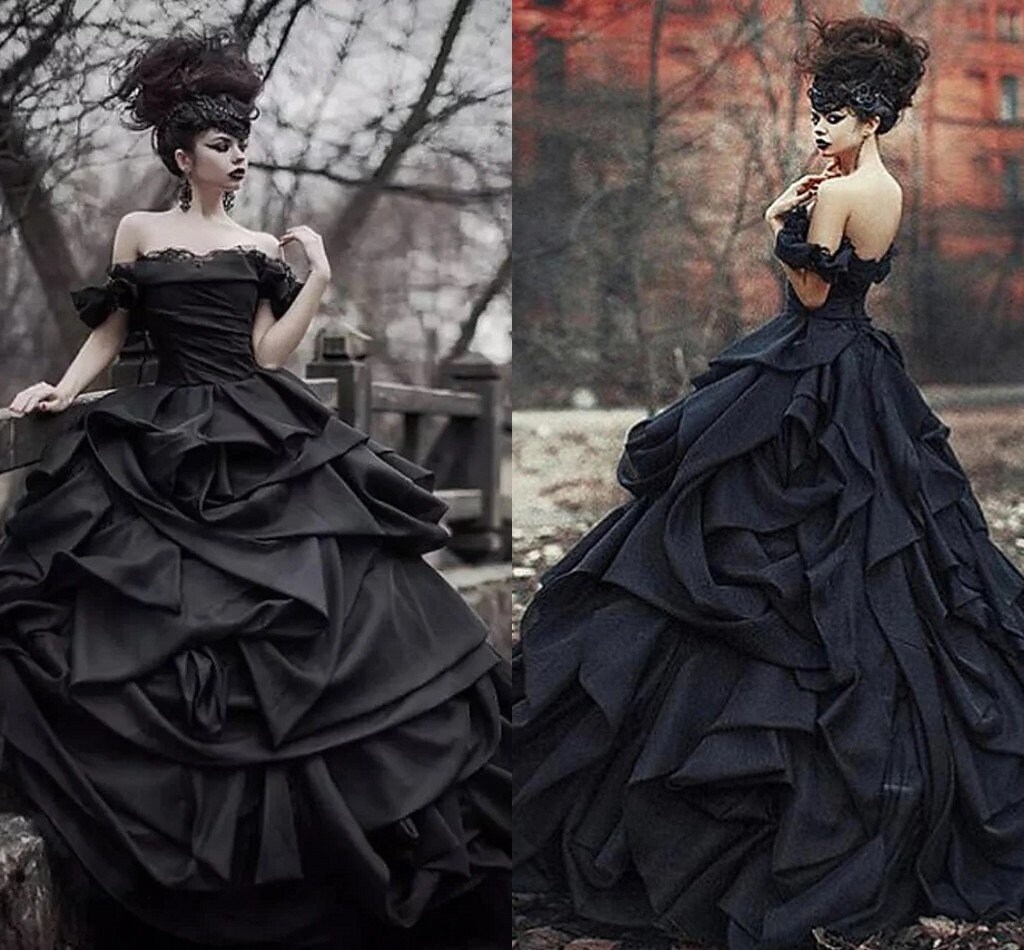 Gothic Black Garden Wedding Dress Fairy Dress Black Wedding - Etsy UK