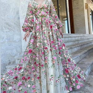 Floral Fairy Wedding Dress Unique Wedding Dress Boho Wedding - Etsy Canada