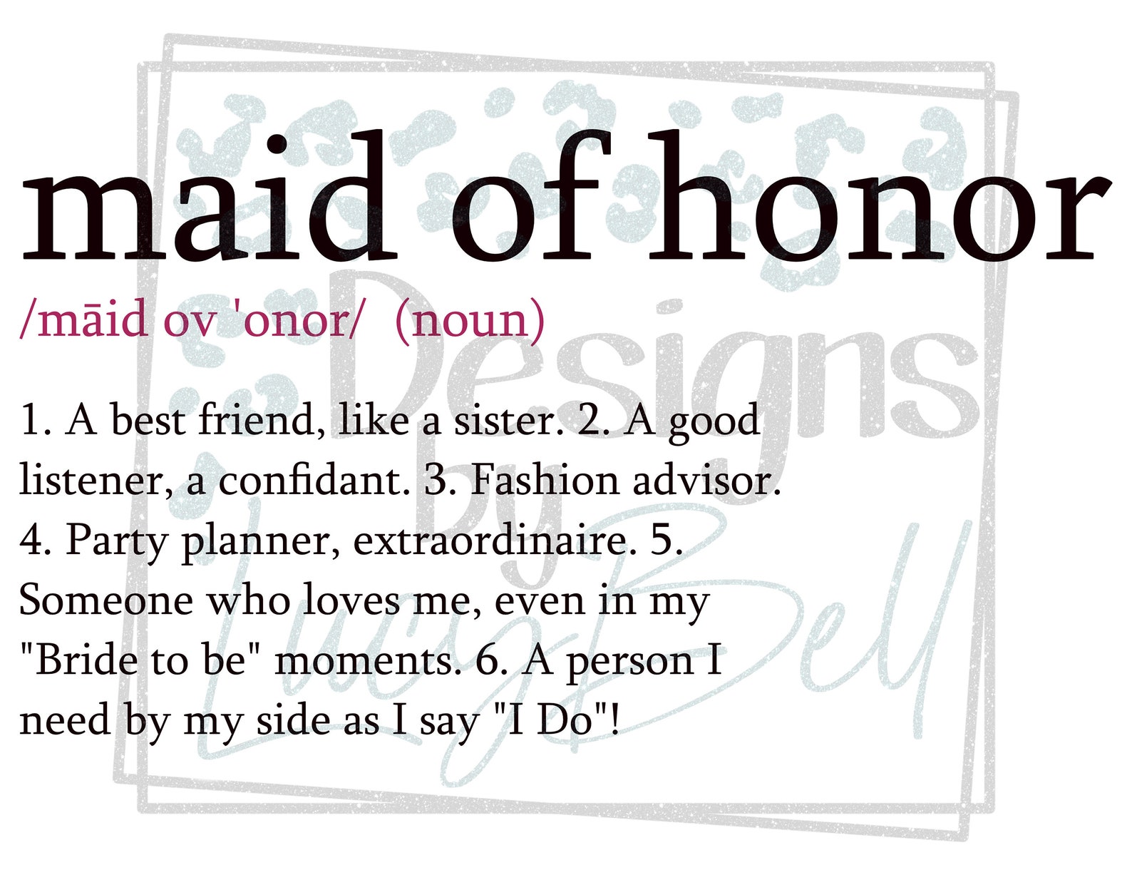 Maid of Honor Definition PNG Sublimation SVG Etsy